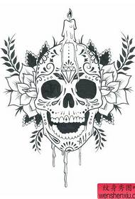 Tattoo patroon: Cool Super knappe schedel kaars tattoo patroon
