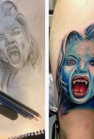 roko strašljivo Barva realističen vzorec tatoo za vampirje