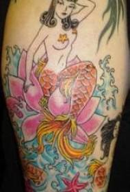 sirena color gamba con motivo a ninfee