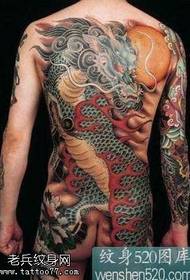 esquena patró de tatuatge d'unicorn amb animals sagrats