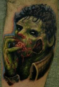 Kojų spalvos tikroviškas zombių tatuiruotės modelis