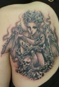 Patrwm Tatŵ Angel: Patrwm Tatŵ Adenydd Angel Ysgwydd