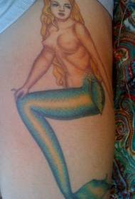 leg color sexy blonde nude mermaid tattoo