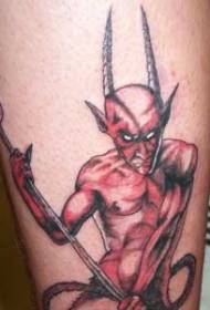 gehoornde rode duivel tattoo patroon op het hoofd