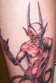 modello del tatuaggio del diavolo cornuto rosso sulla testa