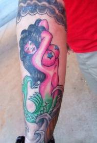 arm color Brest mermaid tattoo pattern