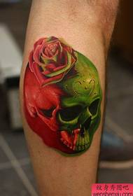 Imibala ye-3D ye-skullRose tattoo