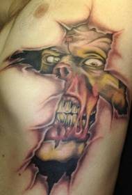 Broscht Säit Faarf Zombie Tréine Tattoo Muster