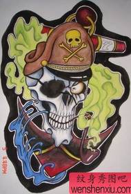 pattern ng skull Tattoo: Alternatibong Classic Pirate Taro Tattoo Pattern