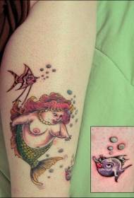 brazo color gordo desnudo sirena tatuaje foto