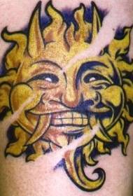 Patrón de tatuaje de sol amarillo diablo