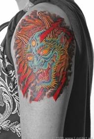 patrón de tatuaje de demonio japonés angular