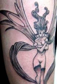Modello di tatuaggio elfo sexy grigio nero