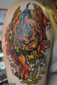 modello di tatuaggio unicorno braccio soldi