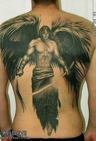 full back angel Japanese knife tattoo pattern
