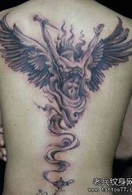 leđa crno sivi uzorak tetovaža anđela čuvara
