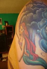 immagine tatuaggio sirena Disney colore spalla