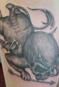 Griezelig zwart duivel engel tattoo patroon