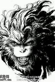 klasikinis „Sun Wukong“ rankraštinio tatuiruotės raštas