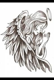 μαύρο γκρι σκίτσο λογοτεχνικό όμορφο άγγελο φτερά τατουάζ χειρόγραφο
