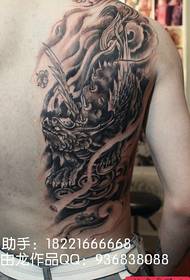 txiv neej rov qab zoo nraug ib nrab-rov qab tattoo qauv