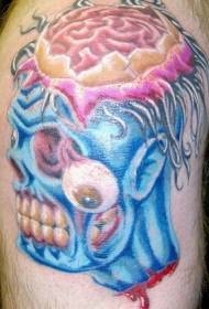 modello di tatuaggio testa di zombie spaventoso di colore della spalla
