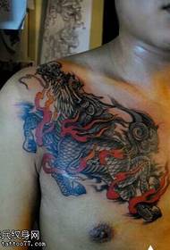 gjysmë modeli për tatuazhe njëbrirësh me një forcë të blinduar 152123-Manuscript Color Red Fire Unicorn Model Tattoo