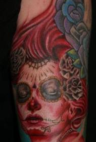 Modello di tatuaggio di zombie ragazza color braccio