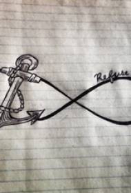 dark gray minimalist lines with anchor tattoo manuscript Material