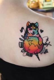 a set of color stitching style personality tattoo map