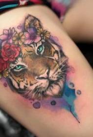 immagine del tatuaggio dell'inchiostro dell'acquerello della spruzzata dell'acquerello modello del tatuaggio dell'inchiostro della spruzzata di colore di fusione della linea e dell'acquerello