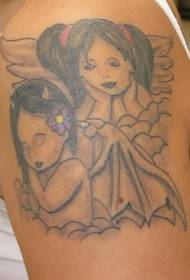 Mirë dhe e keqe model tatuazh engjëlli i vogël