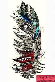 Colored Feather Tattoo Manuscript Pattern