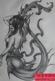 Modello di manoscritto tatuaggio sirena