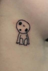 vita laterale delle ragazze sul nero Linee geometriche del tatuaggio del cranio del fumetto