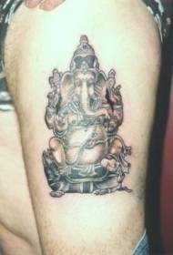Ganesh လိုဘုရားအနက်ရောင်ပေါင်တက်တူးထိုးပုံစံ