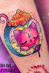 Isang hanay ng mga makukulay na nakakatawang cute na disenyo ng Kawaii tattoo