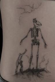Kūrybinė tatuiruotė - paslaptingas juodos pilkos spalvos kūrybinių linksmų tatuiruočių paveikslėlis