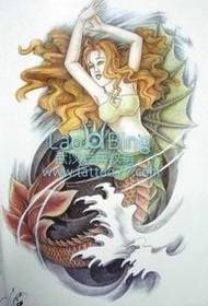 Corak tatu Eropah: gambar corak tatu mermaid