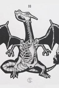 manoscritto tatuaggio linea nera schizzo personalità creativa anime cartone animato osso