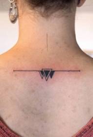 girls back black line geometric elements creative exquisite tattoo pictures