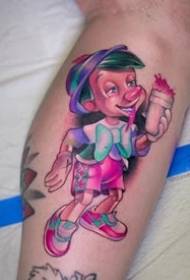 dvobojni crtani animeni lik crtani uzorak u boji tetovaža