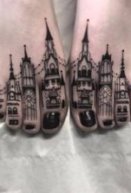 Building tattoos of various shapes of strange building tattoo patterns