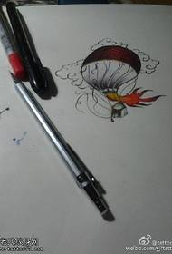 cor balão de ar quente manuscrito tatuagem padrão