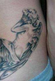 side rib sleeping angel tattoo pattern