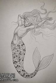 manuscript mermaid tattoo pattern