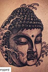 Boeddha-kop persoonlikheid swartgrys tatoeëringpatroon