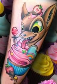 Foto di tatuaggio a colori animali carino simpatico cartone animato dagli occhi grandi