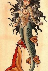 Sexy mermaid tattoo pattern