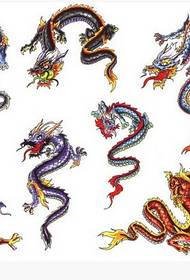 verschidde Stiler vun Dragon Muster Faarf Tattoo Manuskript Push Bild